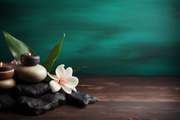 Spa room with massage table